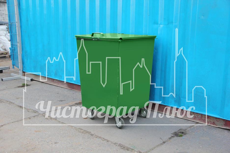 Металлический контейнер 0,75 куб.м на колесах и без крышки фото 3