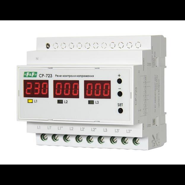 Реле контроля напряжения CP-723 (трехфазное; два режима работы - три однофазных реле или трехфазное фото 2