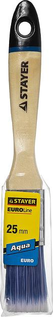 STAYER AQUA, 25 мм, 1″, искусственная щетина, деревянная ручка для воднодисперсионных и акриловых ЛКМ, плоская кисть (01062-025) фото 2