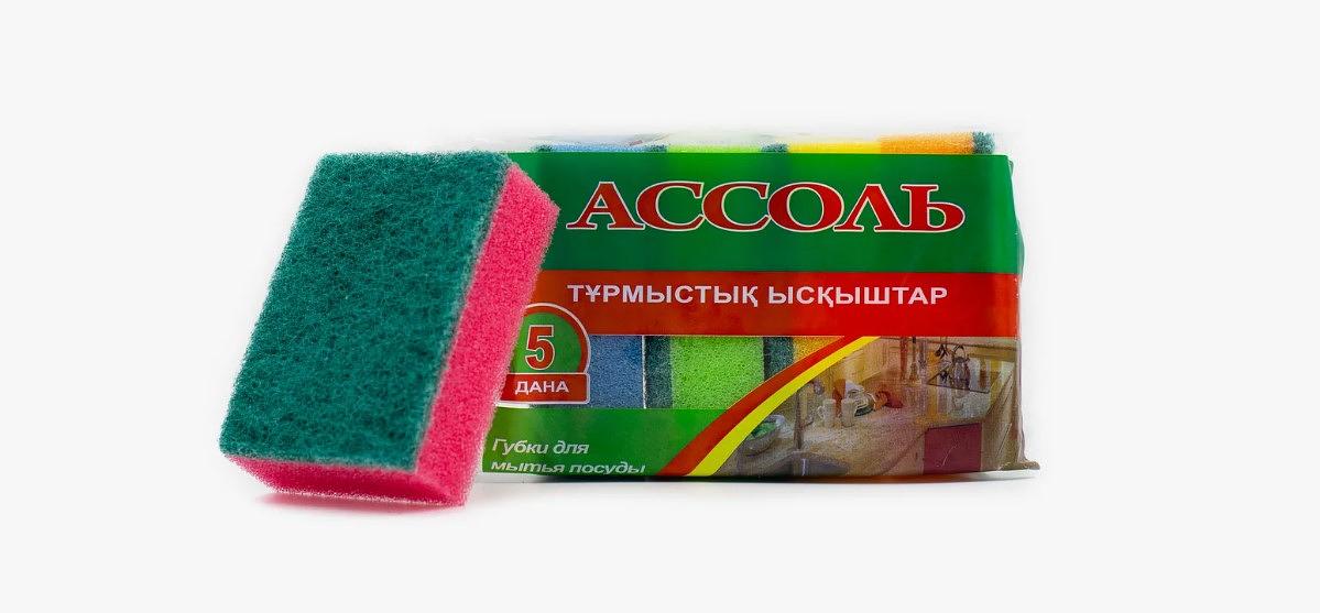 Универсальная губка Ассоль «Стандарт» упаковка 5 шт ОПТ фото 1