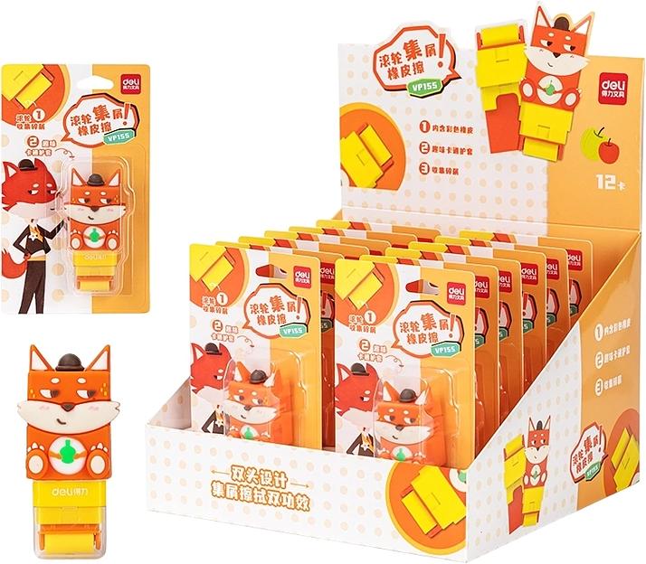 Ластик Deli VP155 лиса 150x89x28мм ПВХ ассорти фото 1