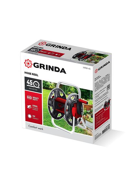 GRINDA HRM-45, для шлангов 45м x 1/2″ и 15м х 3/4″, стальные опоры, пластиковый барабан, катушка для шлангов (8-428405) фото 6