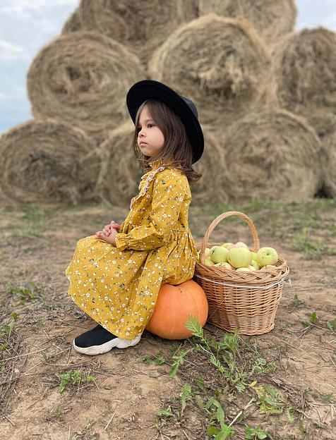 Платье MINI DI «Хлоя» цветочки на горчице, арт.130/825 ОПТ фото 3