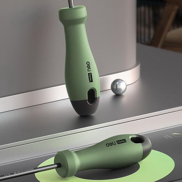 Крестовая отвертка "Home Series Green" Deli HT1205L PH1x100мм Эксклюзивный дизайн, рукоятка из высококачественного софттач пластика фото 3