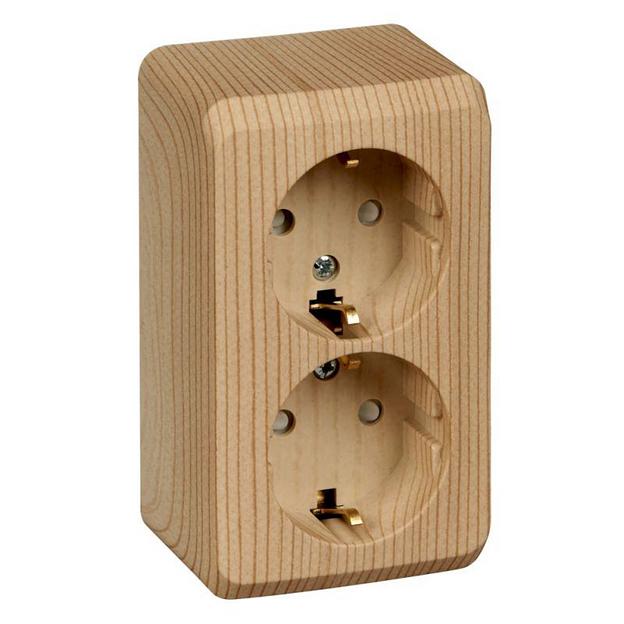 Systeme electric PA16-008D ЭТЮД О/У двойная РОЗЕТКА с заземлением со шторками 16А 250B, СОСНА, Россия фото 1