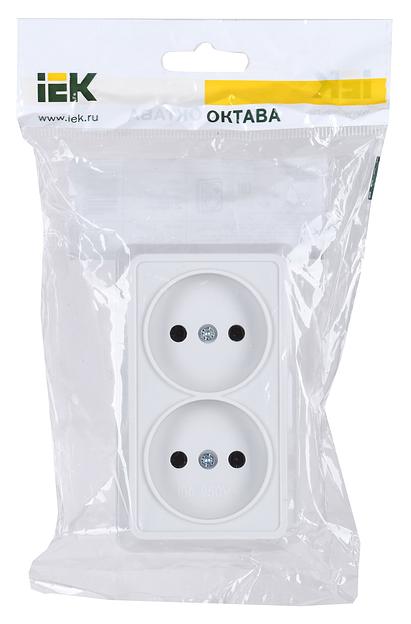 Розетка силовая (2розет.) IEK ОКТАВА (ERO20-K01-10-DC) откр. IP20 белый (упак.:1шт) фото 2