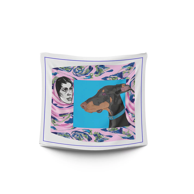 Женский платок «Доберман» искусственный шёлк Армани 55×55 см фото 1