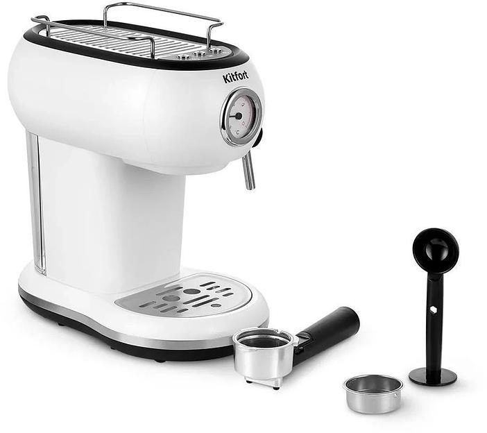 Кофеварка рожковая Kitfort КТ-7219 1100Вт белый фото 3