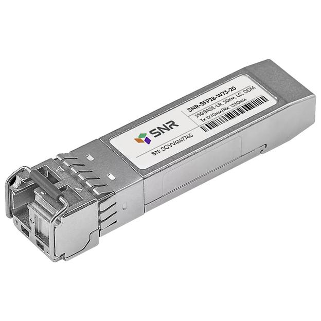 Трансивер SNR SFP28 WDM, 25GBASE, разъем LC, дальность до 20км (12dB), 1270nm, SNR-SFP28-W73-20 фото 1