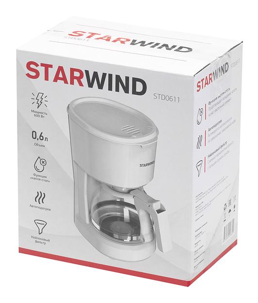 Кофеварка капельная Starwind STD0611 600Вт белый фото 9