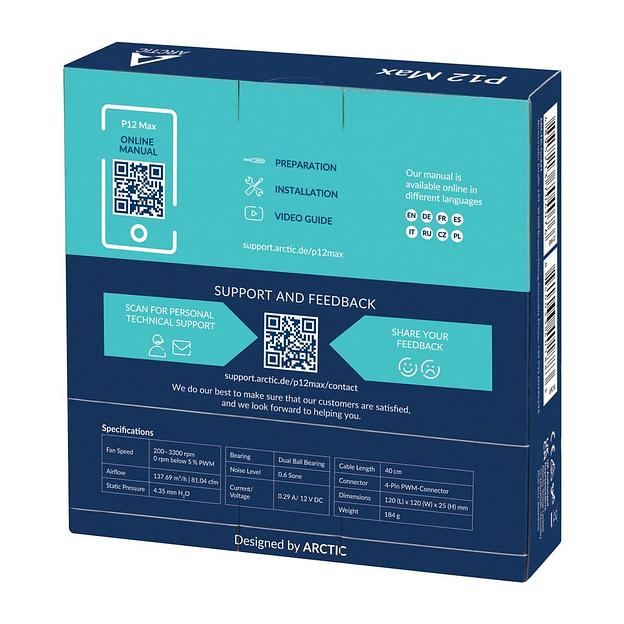 ARCTIC P12 Max: 200 - 3300 rpm - retail (ACFAN00280A) фото 6