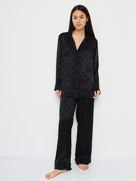 Пижама женская из вискозы с брюками и рубашкой «Черная», Опт фото 1