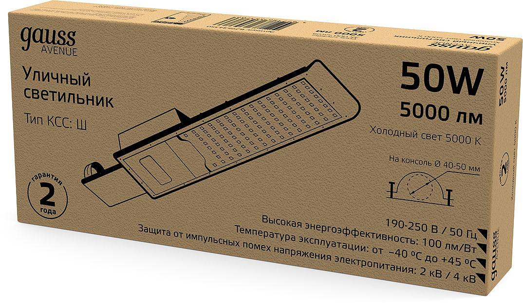 Светильник консольный Gauss 629534350 50Вт ламп.:50шт светодиод.лампа черный фото 3