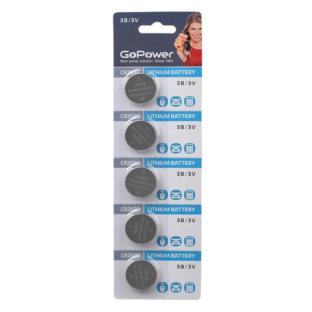 Батарейка GoPower CR2032 BL5 Lithium 3V (5/100/2000) блистер (5 шт.) Батарейка GoPower CR2032 (00-00015603) фото 1