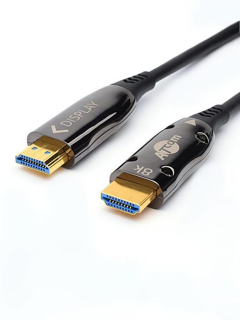 Кабель HDMI 10 м (HIGH speed, Metal gold, Optical) 8K VER 2.1 ATcom HDMI (m) - HDMI (m) 10 м (AT8880) фото 1