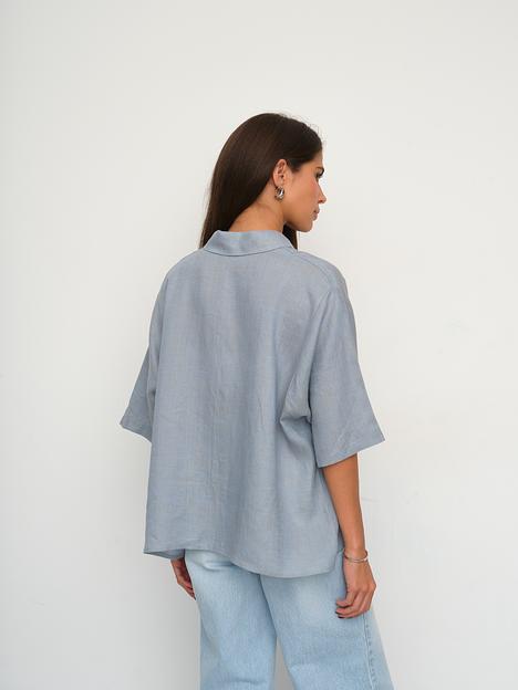 Рубашка короткая  S021_BBMNG/Бежево-голубой меланж  фото 6