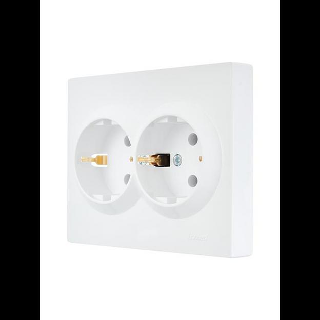 Розетка 2-м СП VESNA с заземл. ПБТ бел. LEZARD 742-0200-127B фото 2