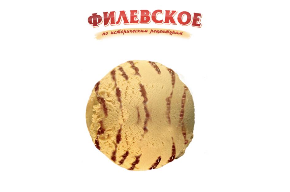 Мороженое «Филевское» сливочное банановое с шоколадным топпингом, лоток 2200 гр, опт фото 1