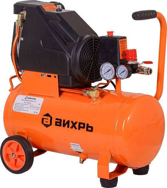 Компрессор винтовой Вихрь КП-195/24 безмасляный 195л/мин 24л 1100Вт оранжевый/черный фото 1