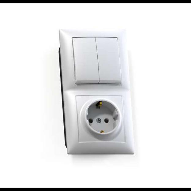 Блок СП БКВР-412 Селена (2-кл. выкл. + розетка с заземл.) бел. Кунцево 8208 фото 1