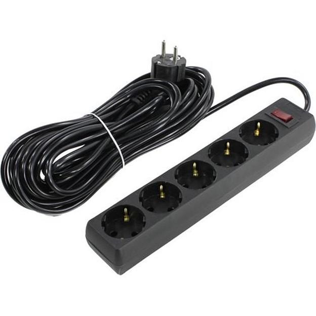 Exegate EX279181RUS Сетевой фильтр ExeGate SP-5-10B (5 розеток, 10м, евровилка, черный) фото 1