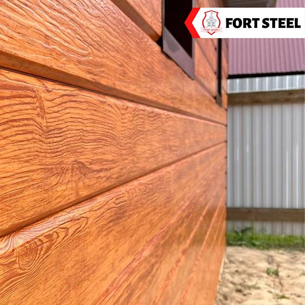 Металлический сайдинг «Евробрус с тиснением» цвет Printech ПИХТА 3D фото 1