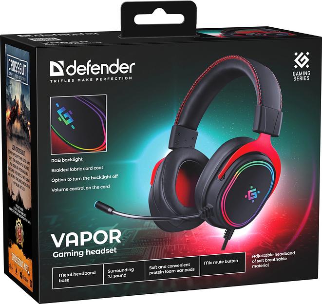 Гарнитура игровая DEFENDER (64584) Vapor черный, 7.1, RGB, провод 2.2 м фото 10