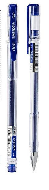 Ручка гелев. Deli EveryU EG82-BL прозрачный d=0.7мм син. черн. 1стерж. кругл. фото 1