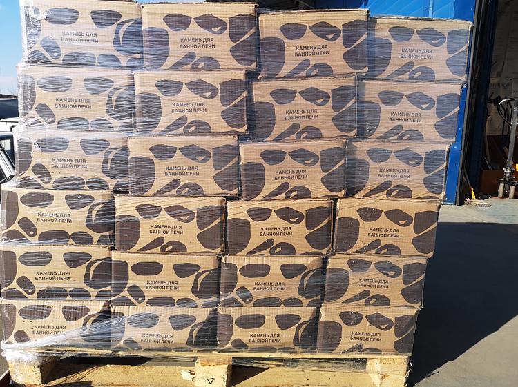 Банный камень Долерит колотый, 20кг, коробка опт фото 1