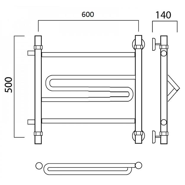 Полотенцесушитель водяной Роснерж Зиг-Заг L105001 50x60 с боковым подключением 320 фото 2
