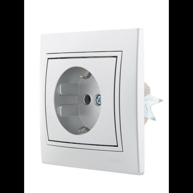 Розетка 1-м СП Mira 16А IP20 с заземл. со вставкой керамика сер. метал. LEZARD 701-1010-122 фото 3