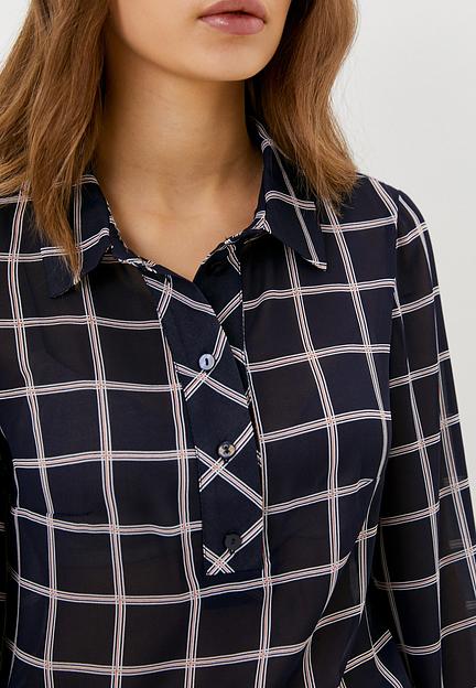 Блуза синяя в клетку Elit by Ter-Hakobyan опт фото 4