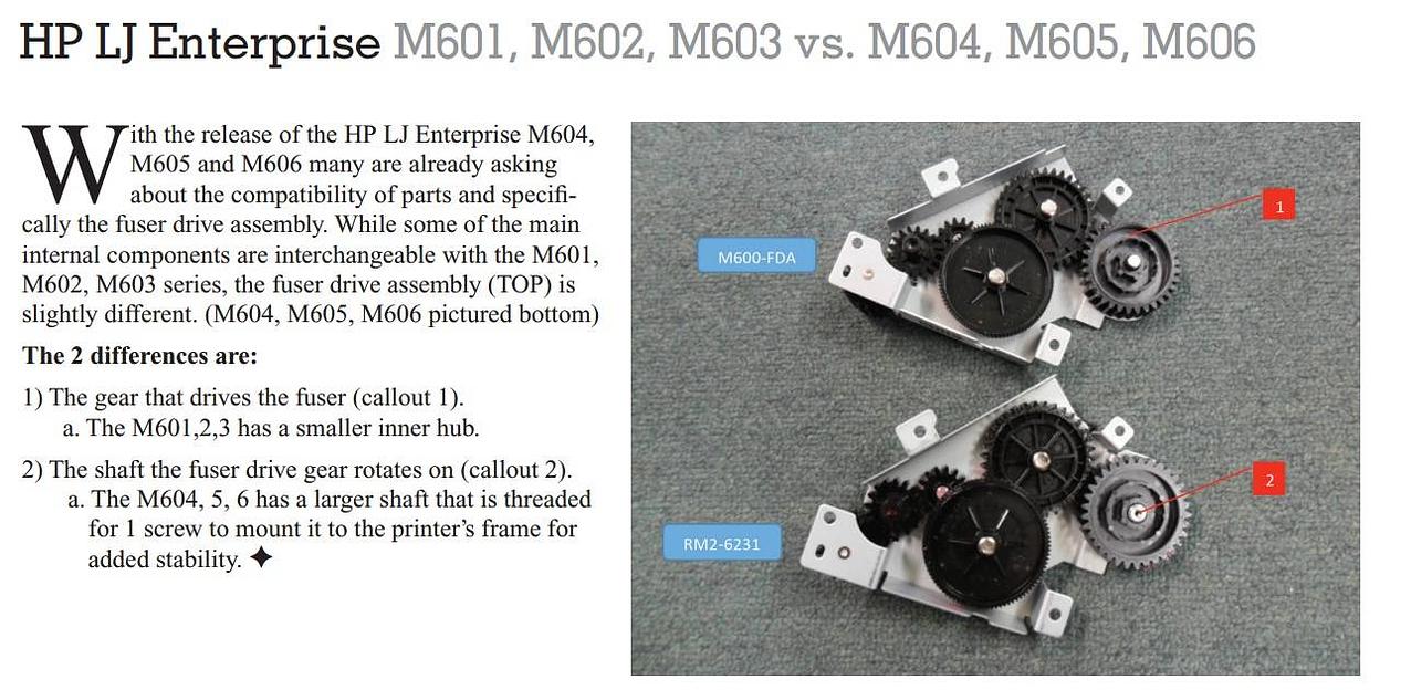 Узел привода термоузла (колебательный узел) HP LJ M601/M602/M603 (RC2-2432-M600/RM1-8418) OEM фото 1