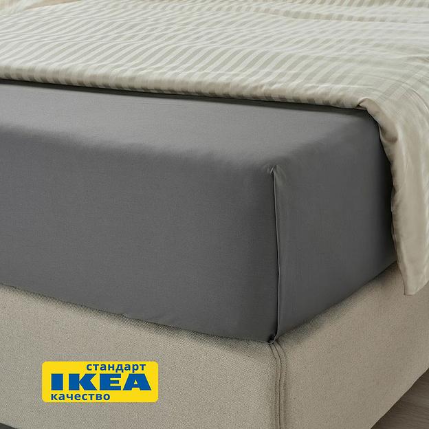 Простыня НАТЕСМИО (ИКЕА НАТТЭСМИН) 240x260, темно-серый, сатин KL-50442722 фото 6