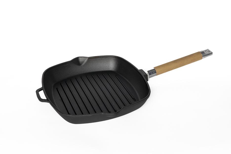 0626 Сковорода-гриль чугунная, 26 см, со съемной ручкой фото 1