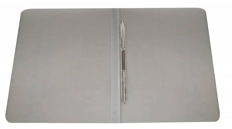 Папка метал.пруж.скоросш. Бюрократ -PZ05PGREY A4 пластик 0.5мм торц.наклейка серый фото 2
