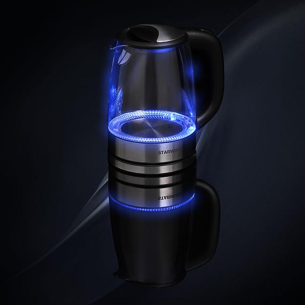 Чайник электрический Starwind SKG5210 1.7л. 2200Вт черный/серебристый (корпус: стекло) фото 10