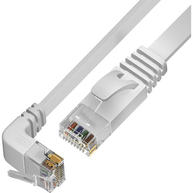 GCR Патч-корд PROF плоский 3.0m, UTP медь кат.6, белый, нижний угол, ethernet high speed 10 Гбит/с, RJ45, T568B Greenconnect GCR-54656 фото 1