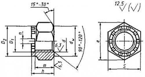 Гайка ГОСТ 10606-72 (корончатая с диаметром резьбы свыше 48 мм) фото 2
