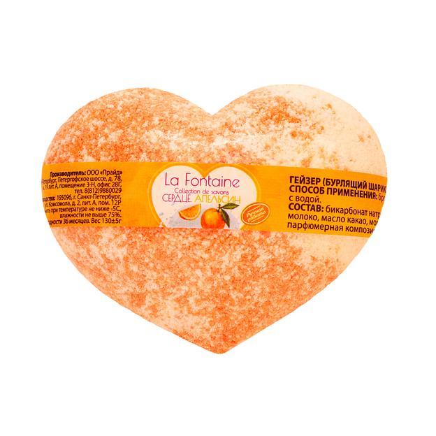 Lummy гейзер(бурлящий шарик) для ванны la fontaine сердце. апельсин 140г фото 1