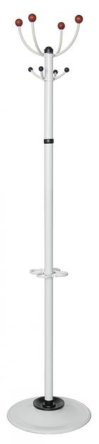 Вешалка напольная Бюрократ Квартет З КВАРТЕТ З/WHITE белый основание круг наконечники вишневый крючки двойные для верхней одежды метал. (упак.:1шт) фото 1