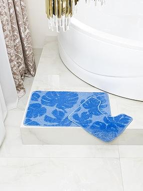Комплект ковриков для ванной комнаты My Crystal серия Gold 60х100 см и 50х60 см, голубой, опт фото 1