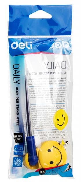 Ручка шариковая Deli E6793BLUE на подставке 0.5мм синие чернила фото 6