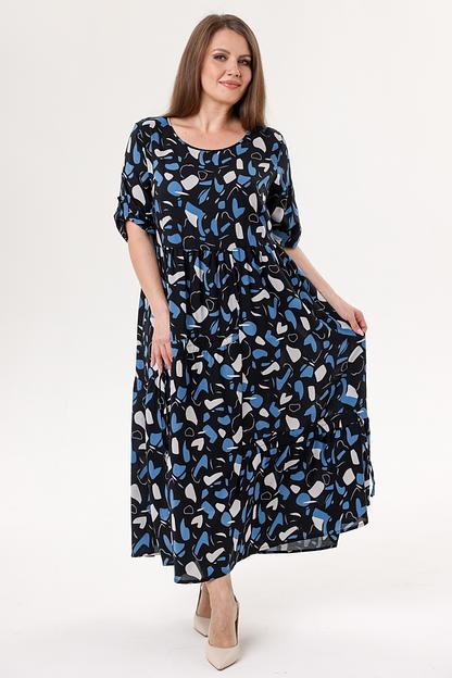 Платье штапель  6079/15/Черный, серый  фото 3