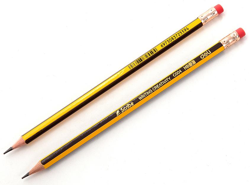 Карандаш чернографит. Deli EC004-HB HB шестигран. ластик коробка картонная (12шт) фото 6