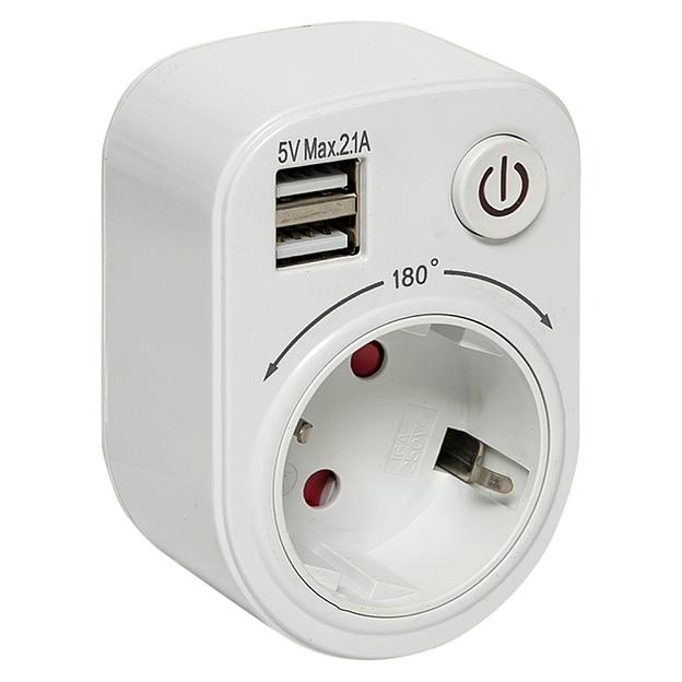 EKF SB-01 Розеточный блок SB-01 (розетка 2P+E 16А, 2 USB разъема 5V 2,1A) EKF PROxima фото 1