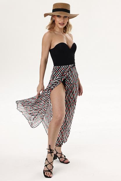 Юбка шифон  122/01/Белый, черный,красный  фото 4