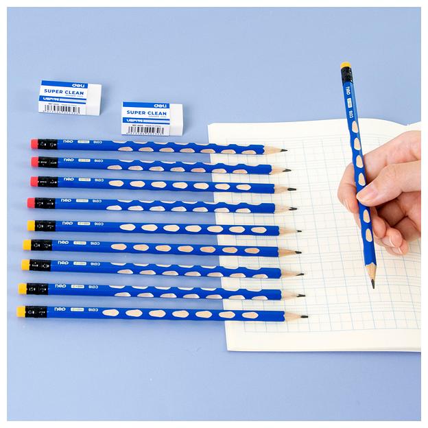 Карандаш ч/г Deli EC016-2B U-Touch 2B трехгран. (12шт) ластик фото 9