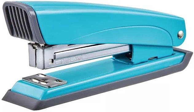 Степлер Kw-Trio 055C4BLUE 24/6 26/6 (20листов) встроенный антистеплер голубой 100скоб металл/пластик закрытый/открытый/прямой коробка фото 1