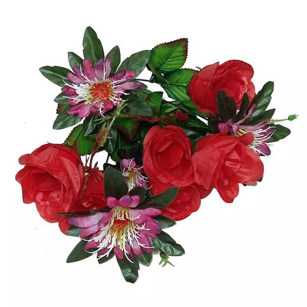 Букет астры с розами 11 голов (2 вида 5+6) 56см 202-694+626 фото 3